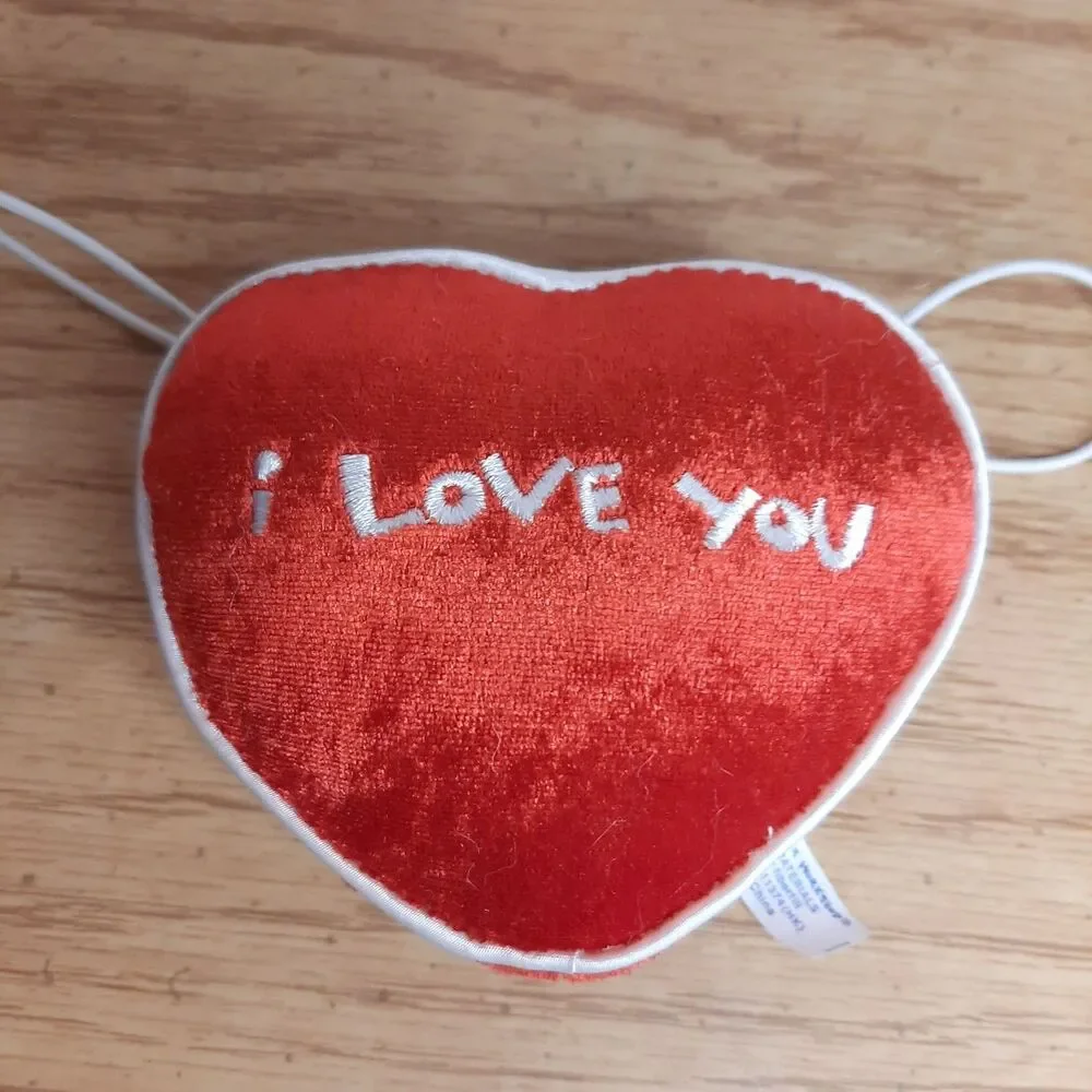 Build A Bear I Love You Heart Plush Secret Pocket  Valentines Day + Ear Bows BAB